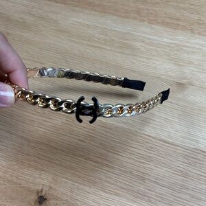 Gold Chain Headband with Black Accent